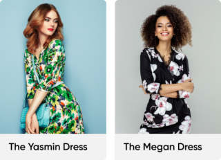 Women in bold floral dresses