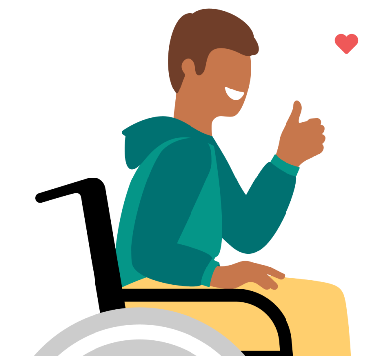 illustration of man in wheelchair giving thumbs up