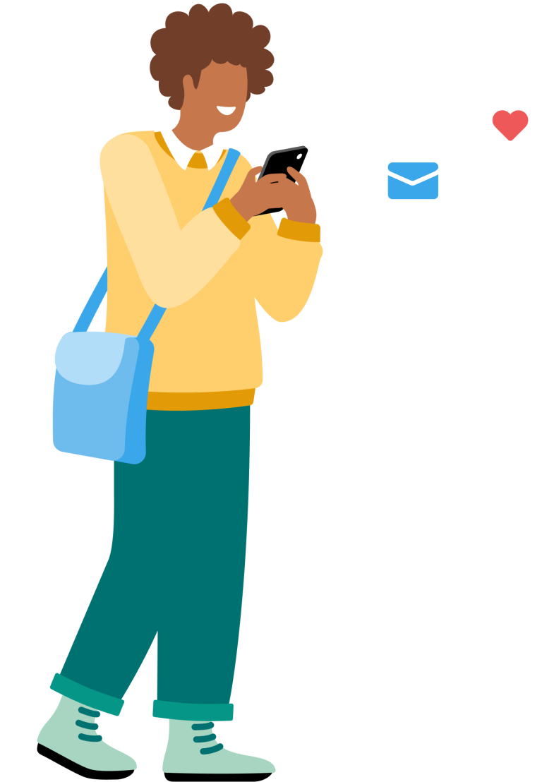 illustration of a person receiving a message