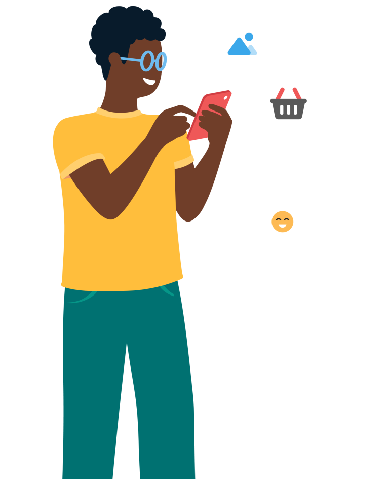 illustration of a customer receiving a text