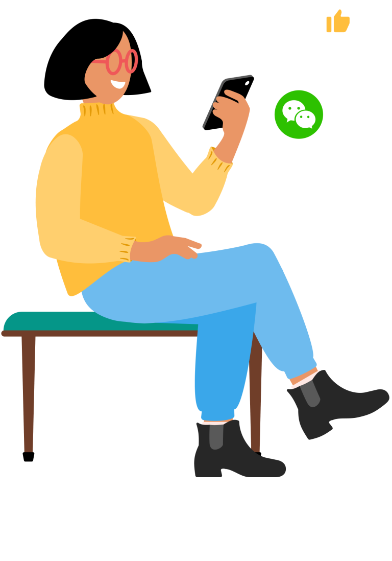 illustration of a customer communicating via wechat