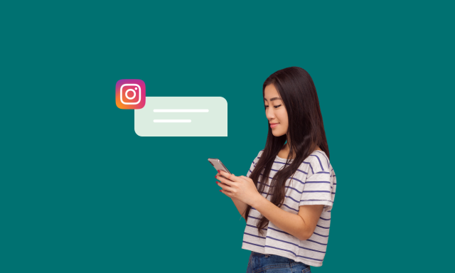 woman with a mobile sending an instagram messaging