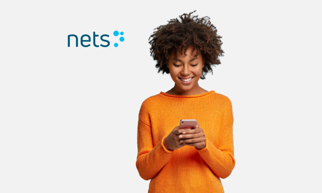 image of girl with phone and nets logo