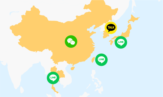 WeChat LINE KakaoTalk for business map