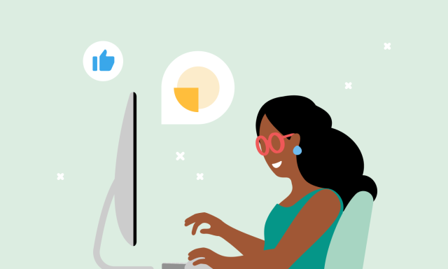 Illustration of woman enjoying an online customer experience