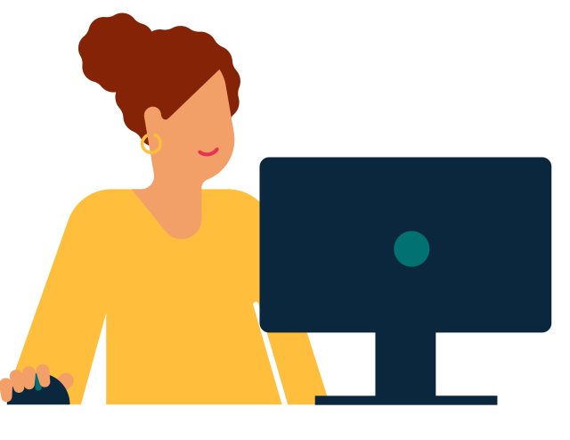 illustration girl with computer
