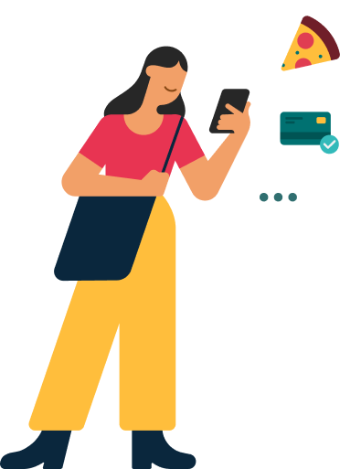 Illustration of a girl looking at mobile