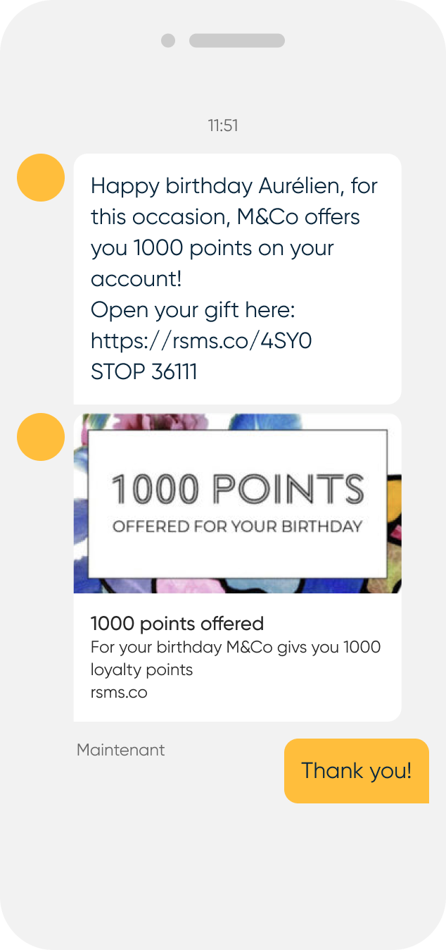 handset of SMS from Maintenant with 1000 points 