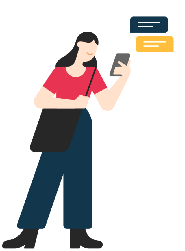 Illustration girl on phone texting