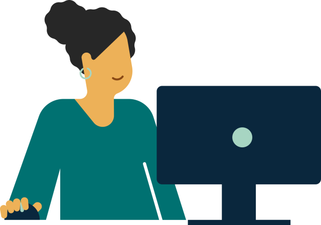 Illustration of woman working at computer