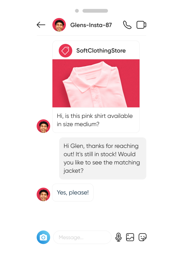 Instagram handset ordering a pink shirt