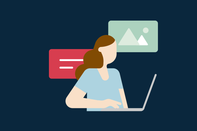 illustration girl on computer
