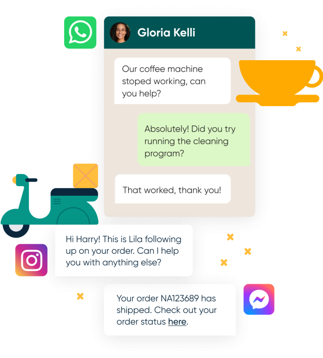 WhatsApp conversation and messages in Instagram and Facebook Messenger