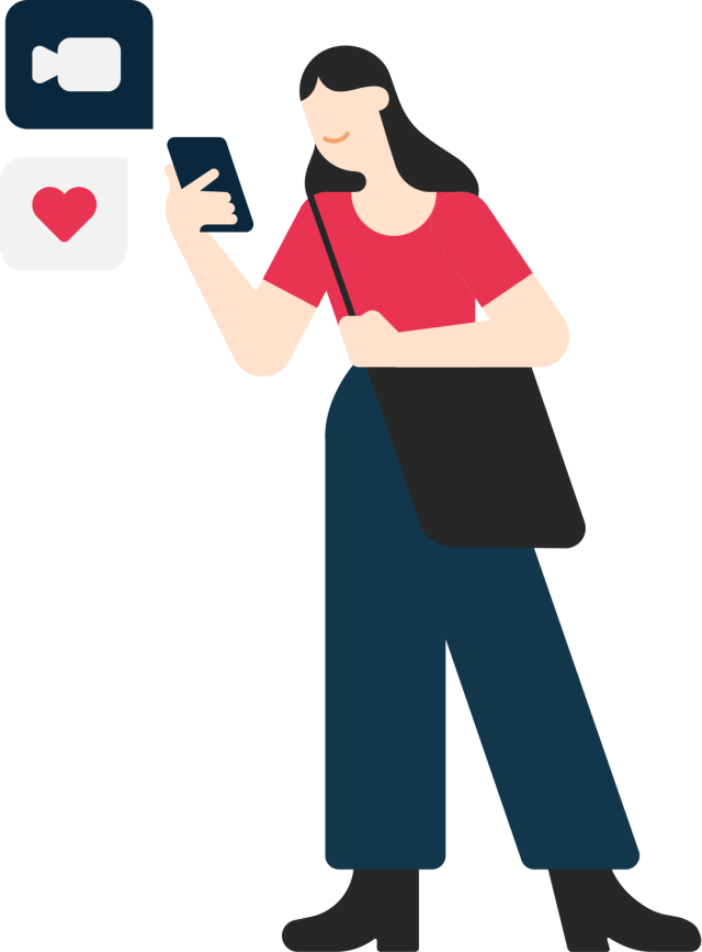 illustration girl on phone