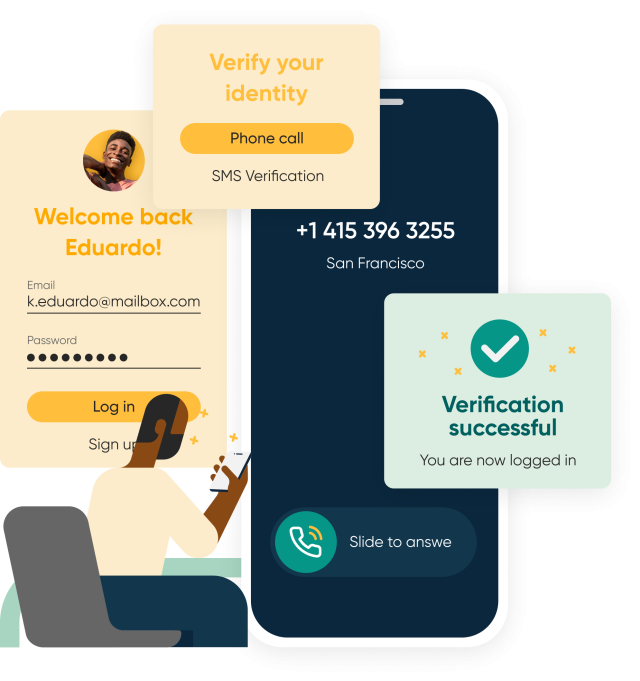 Phone call verification after log in