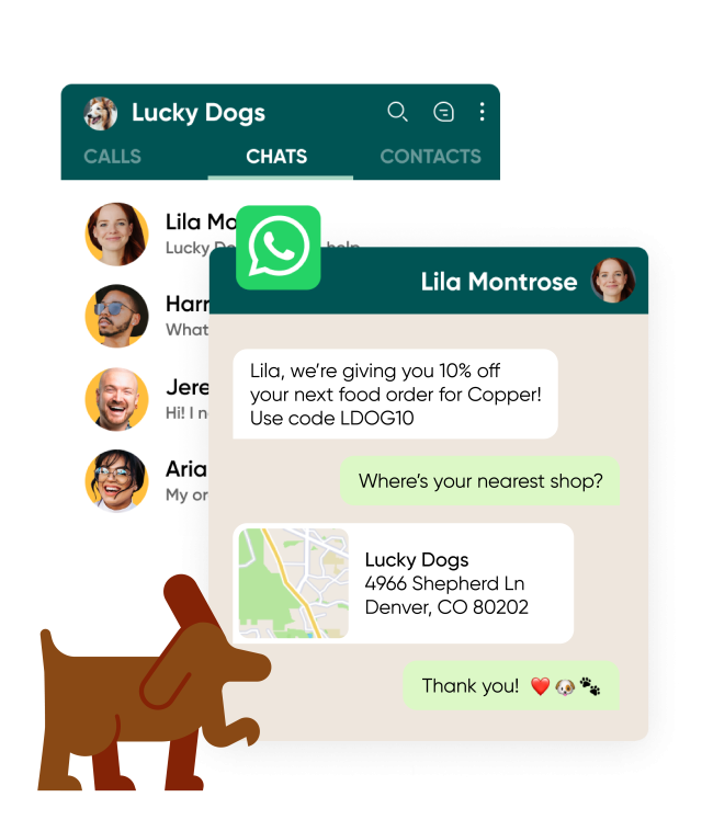Mobile message powered by WhatsApp for Business API