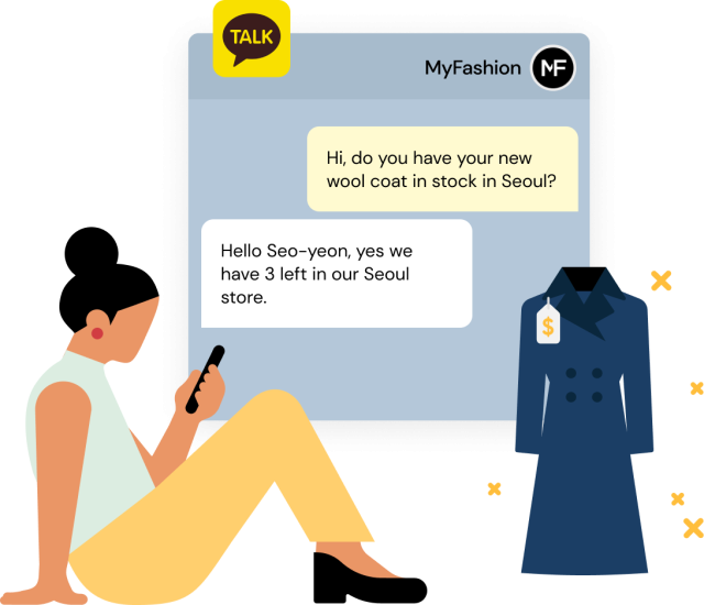 Woman making a purchase over KakaoTalk
