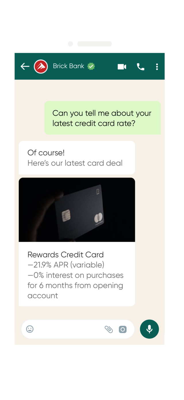 WhatsApp handset sharing credit card details