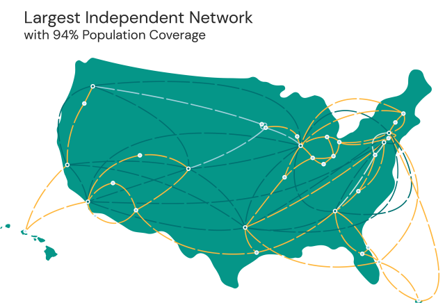 usa map displaying network coverage