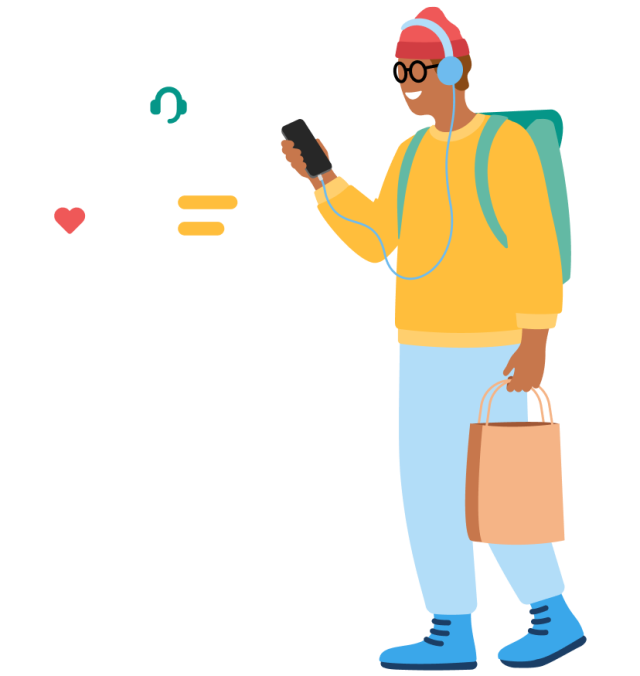 illustration of a shopper receiving messages