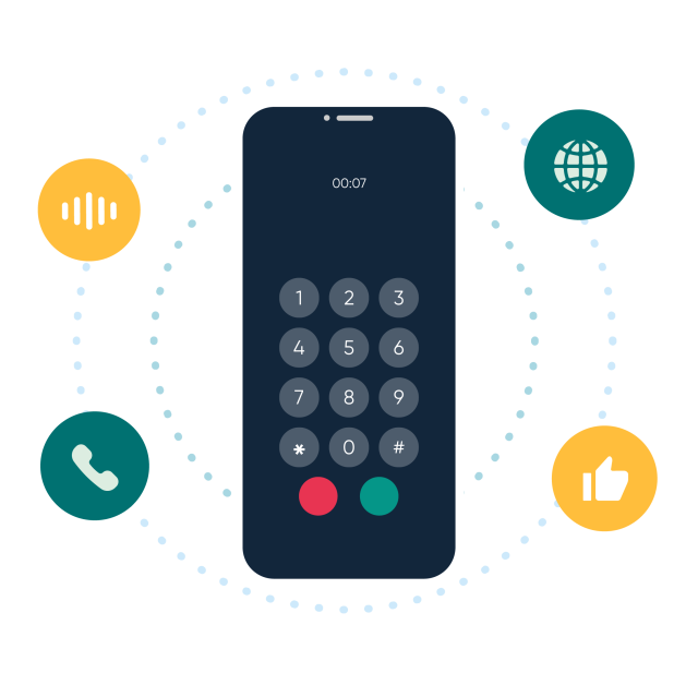 illustration of mobile phone and comms icons