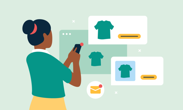 Illustration shows a person enjoying a personalized mobile customer experience