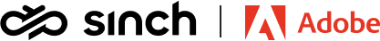 Black Sinch logo and red Adobe logo