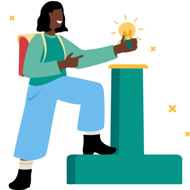 illustration of person with idea lighbulb