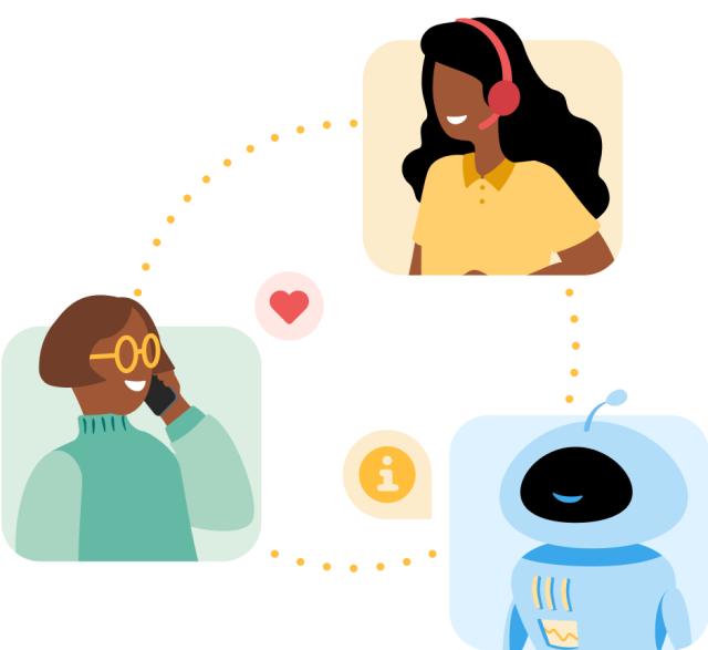 illustration of voice communication between people and bot