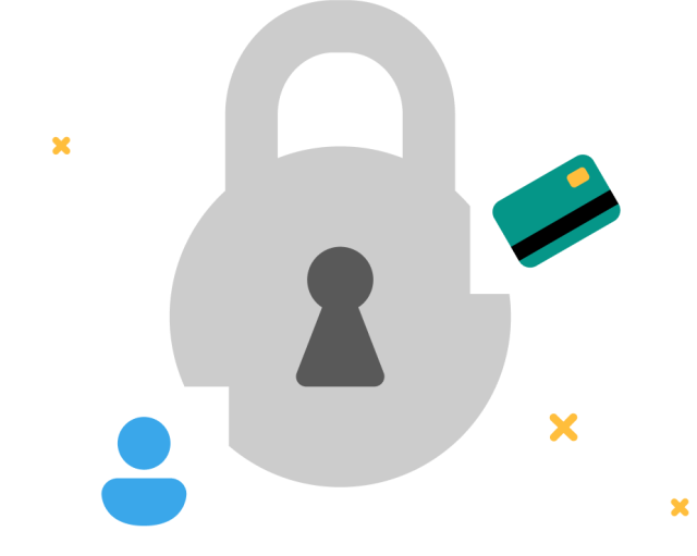 illustration of lock with credit card icon