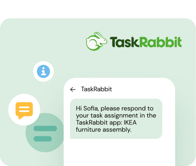 image of a TaskRabbit user receiving an SMS