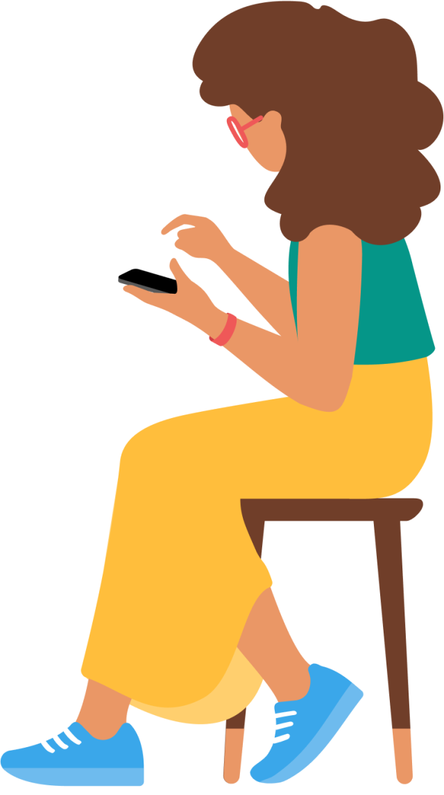 Girl sitting on a chair with her phone