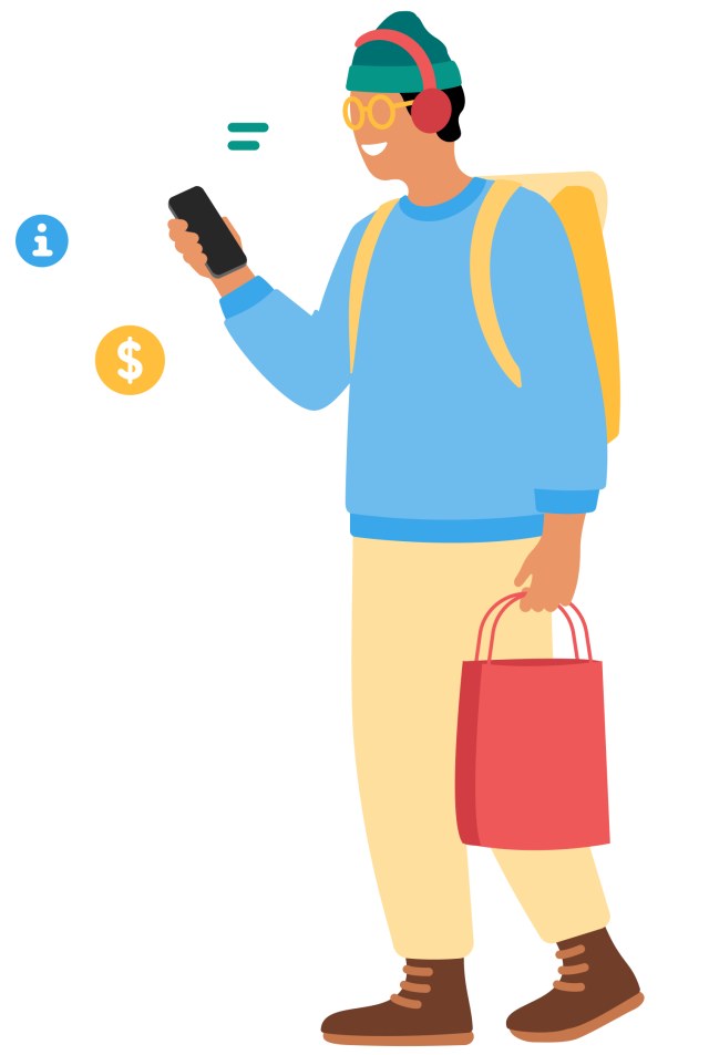 illustration of a retail customer receiving a message