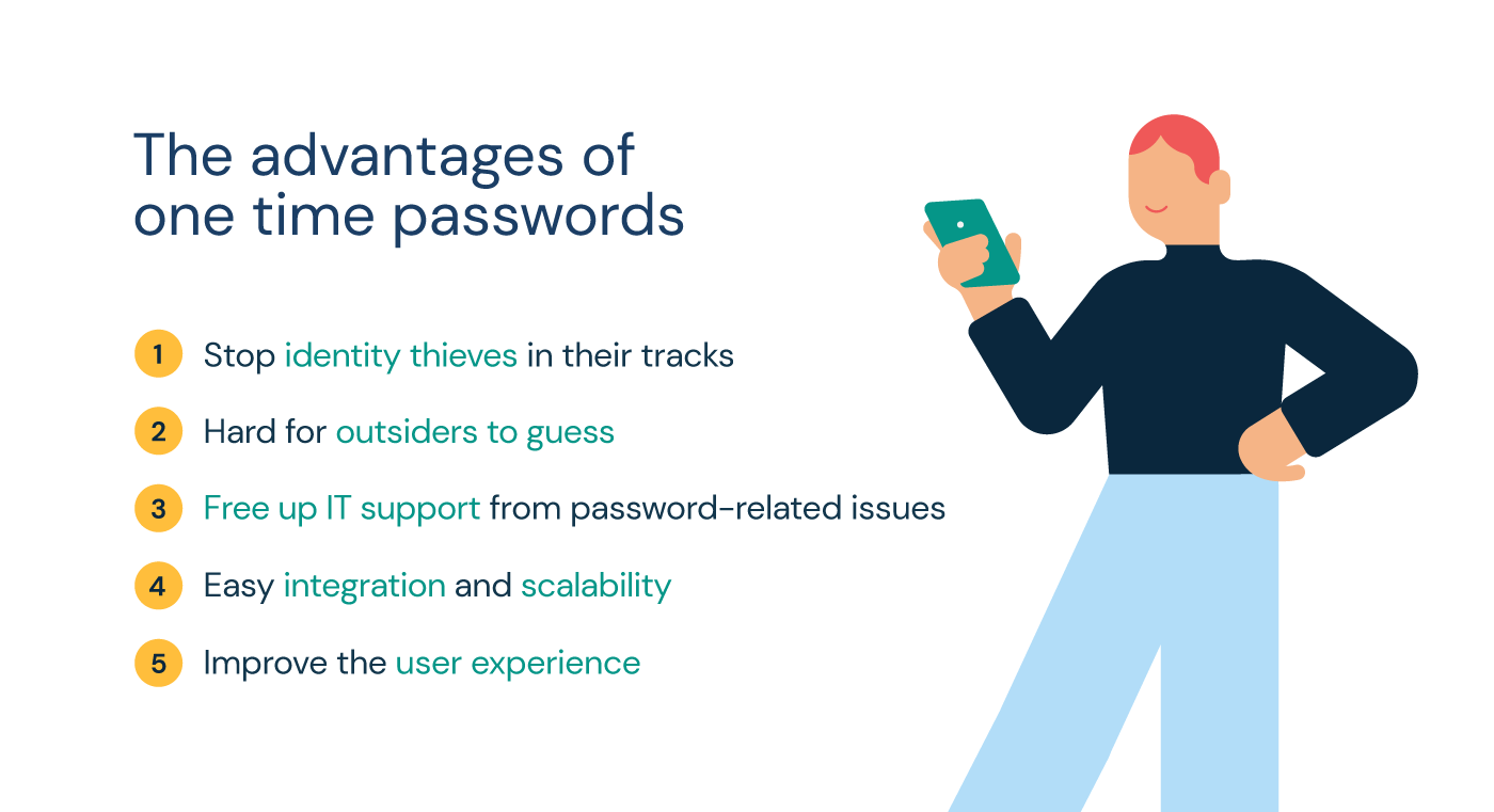 Illustration lists five advantages of one time passwords