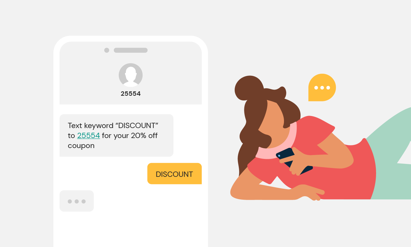 Illustration shows a person opting in to receiving messages via short code