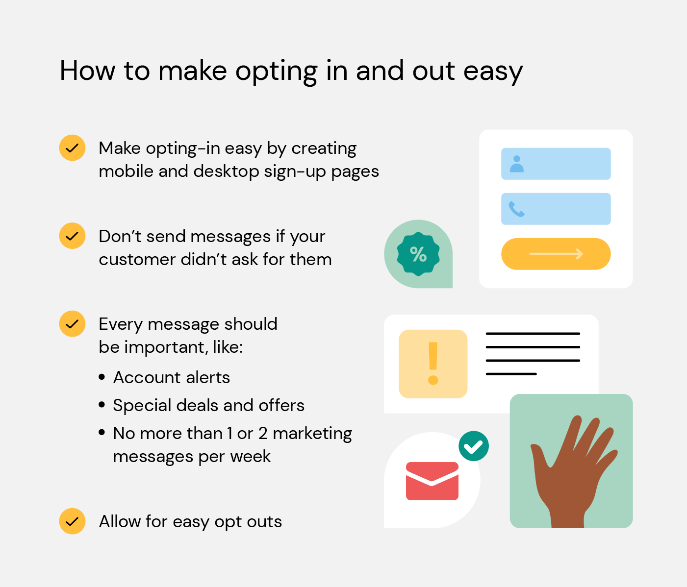 Illustration shows how to make opting in and out easy for customers