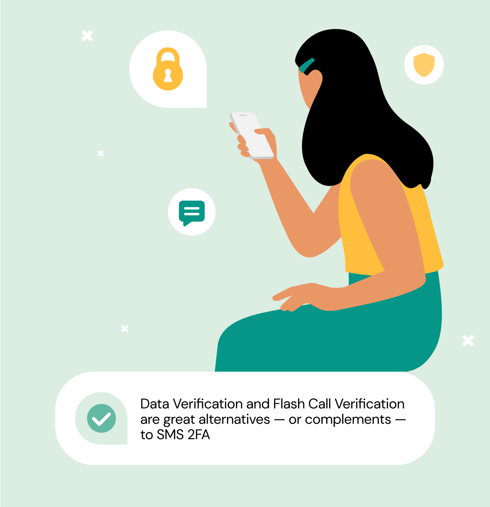 Banking customer verifying her identity using her mobile phone