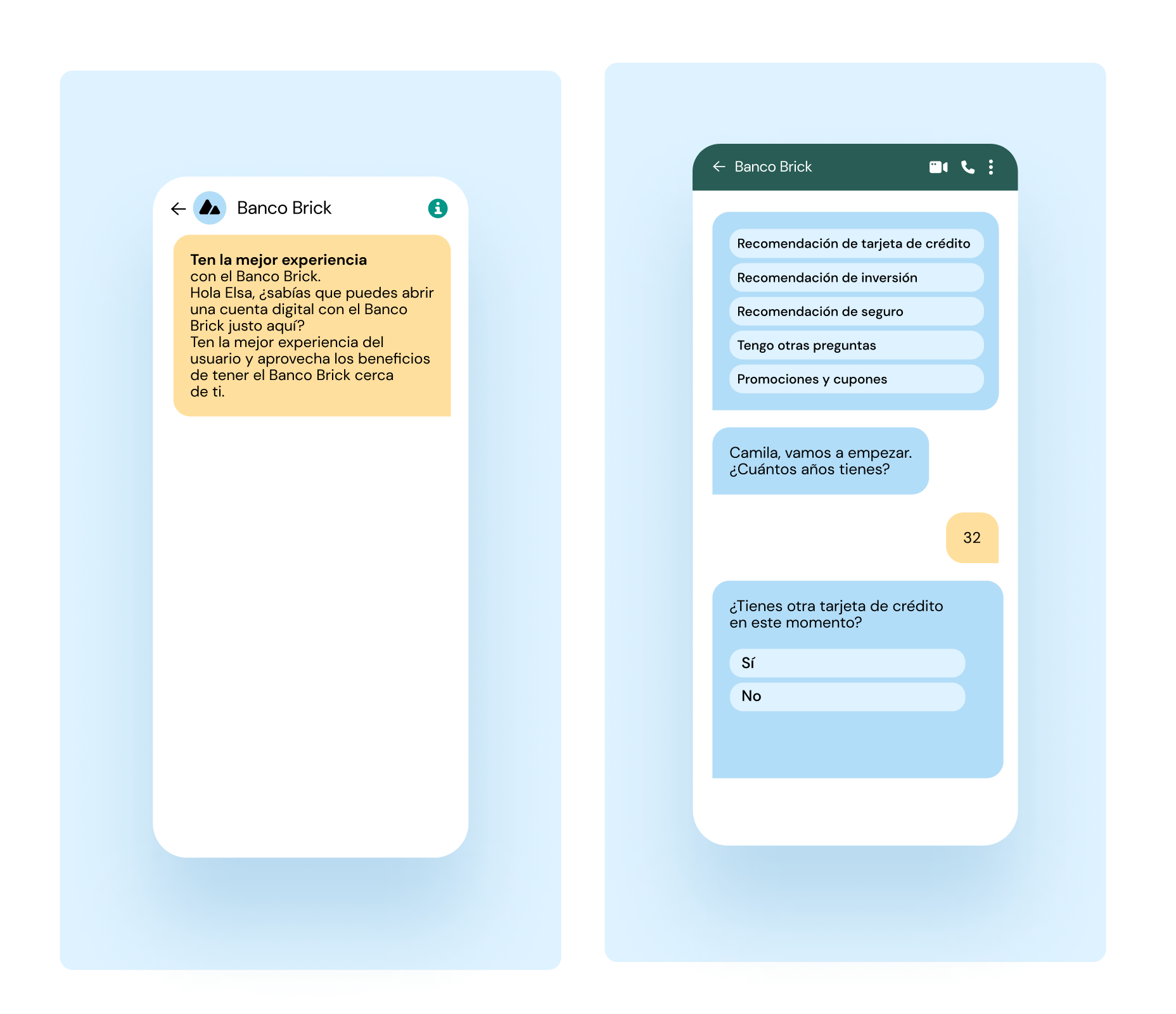 dos maquetas que muestran una conversación en sms y whatsapp