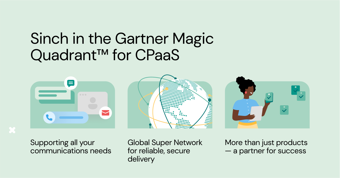 Image showing how Sinch was featured in the Gartner MQ for CPaaS