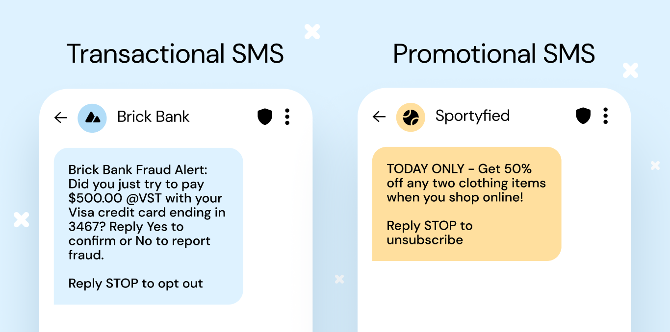 SMS templates for transactional and promotional messages should include the option to opt out