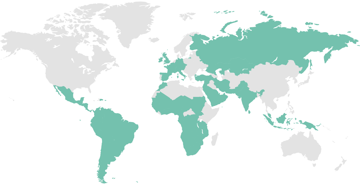 Map showing where WhatsApp is the #1 messaging app