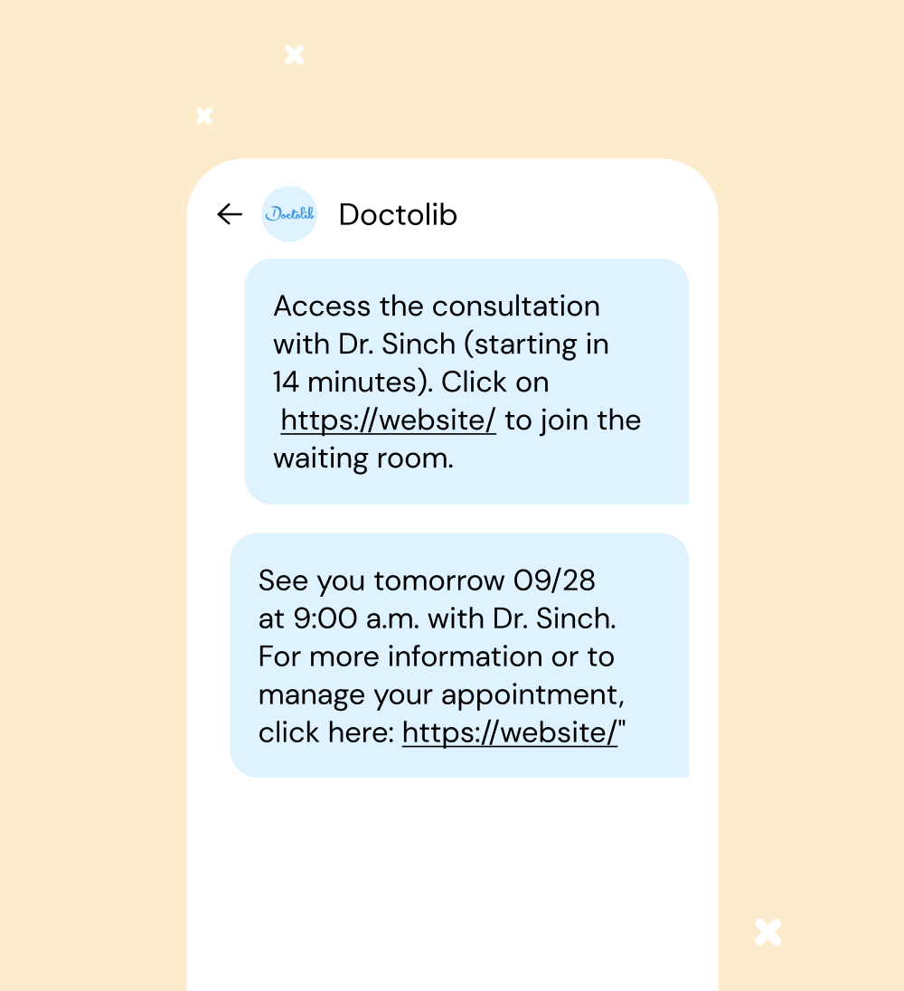 Doctolib transactional SMS example