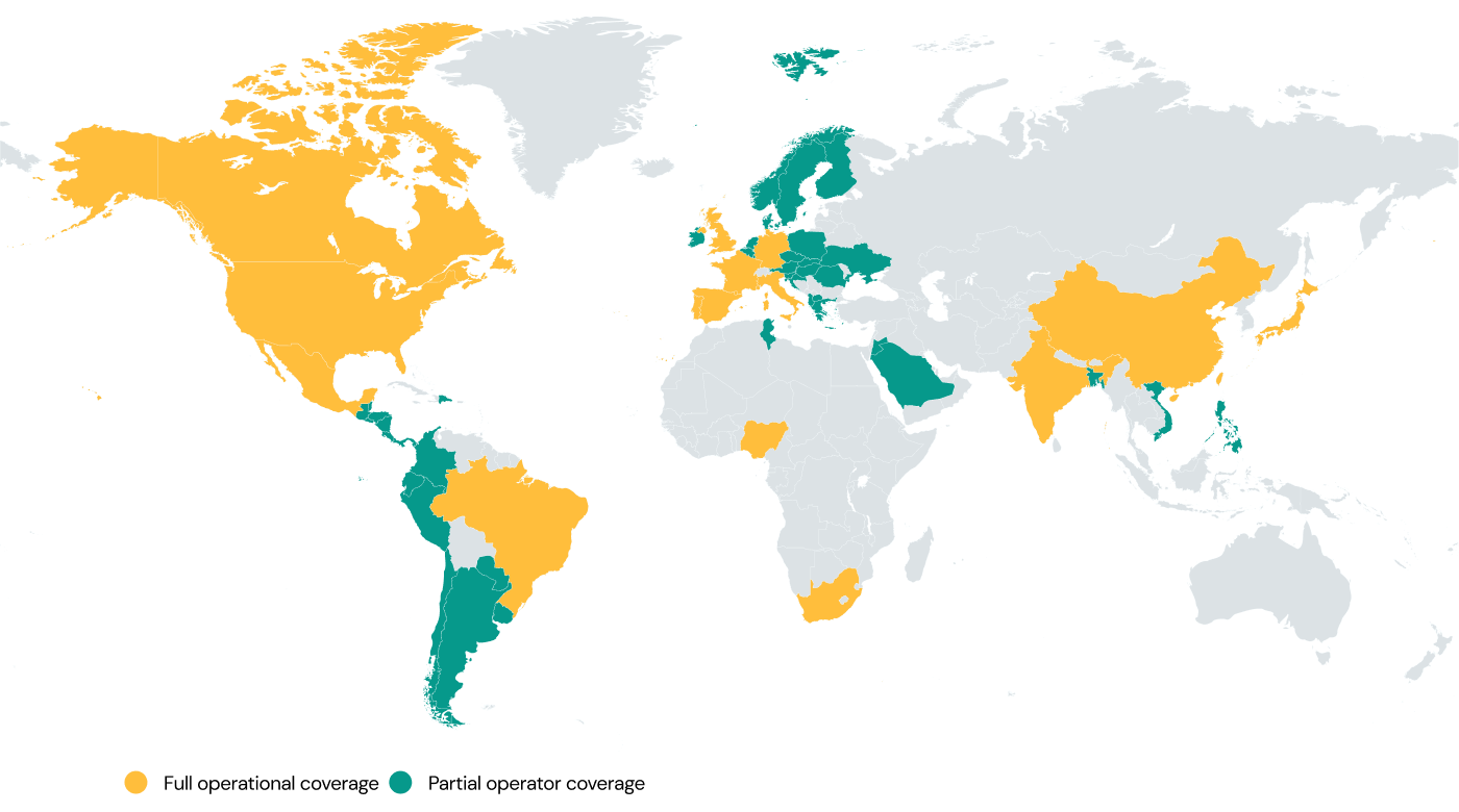 Map shows operator coverage of adoption per region