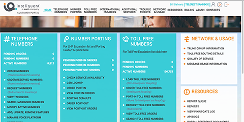 Inteliquent Portal Screenshot